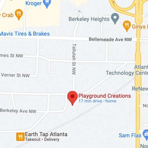 Map showing Playground Creations location near Mavis Tires & Brakes.